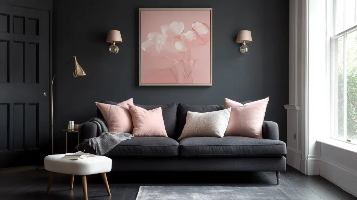 Urban Chic Charcoal and Blush Wall Colour Combination