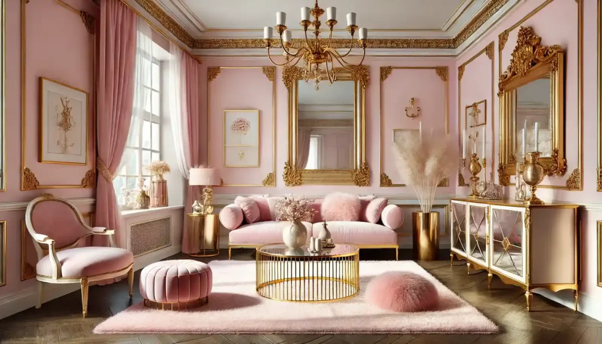 baby pink and gold colour combination