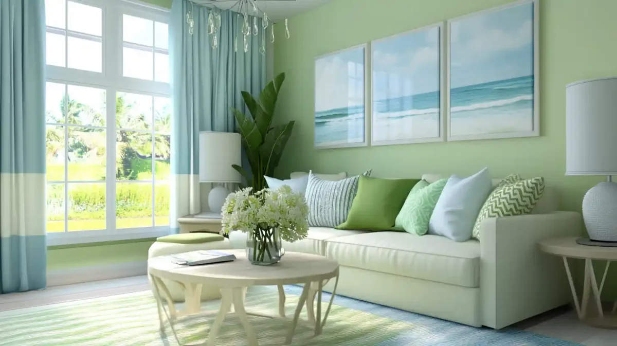 wall color combinations blue and sea green harmony