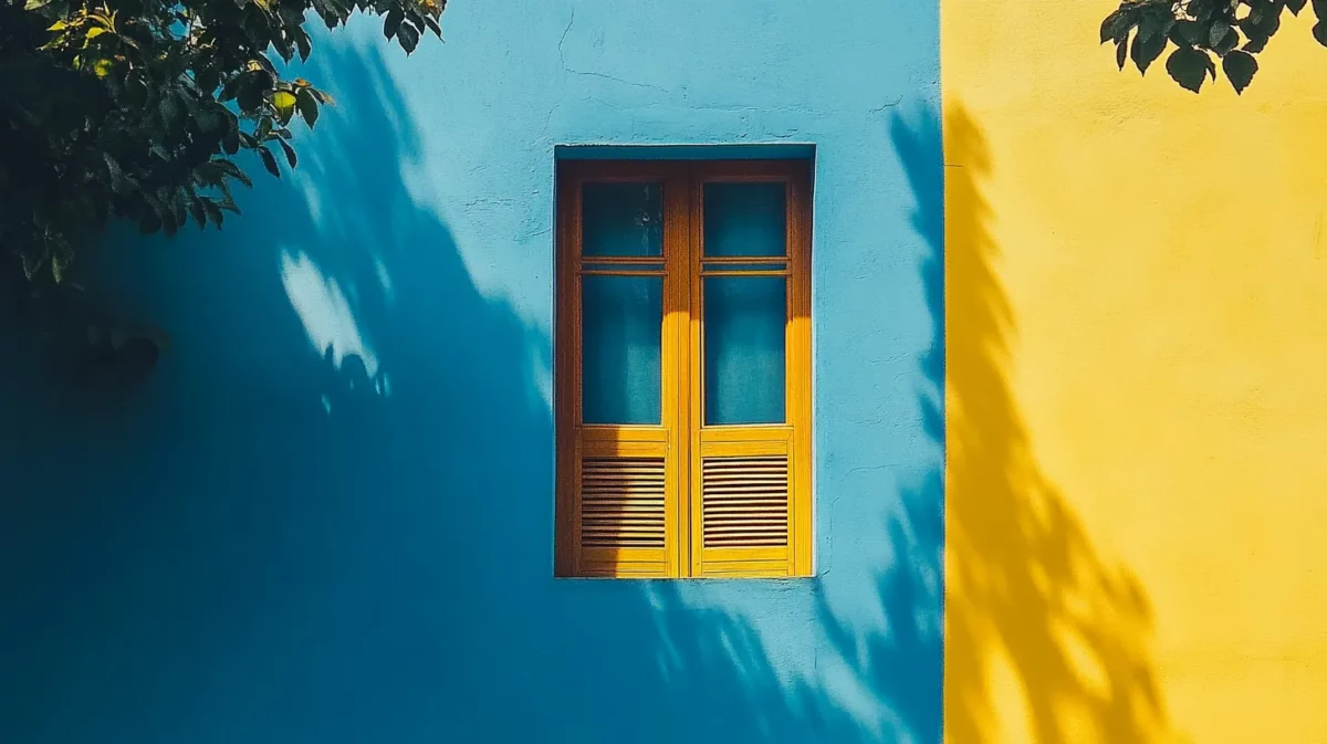 blue and yellow colour combination for exterior wall