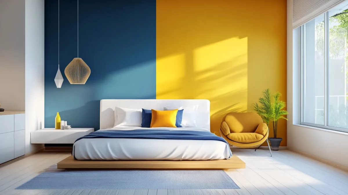 blue and yellow combination for bedroom walls