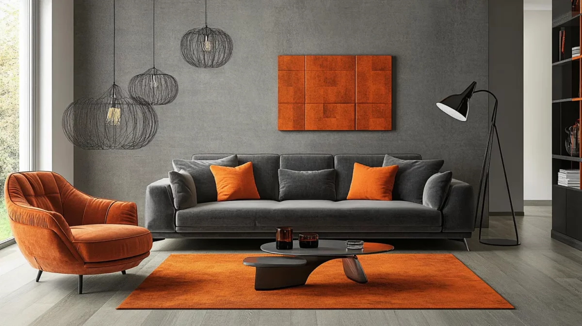 burnt orange with grey colour combinations