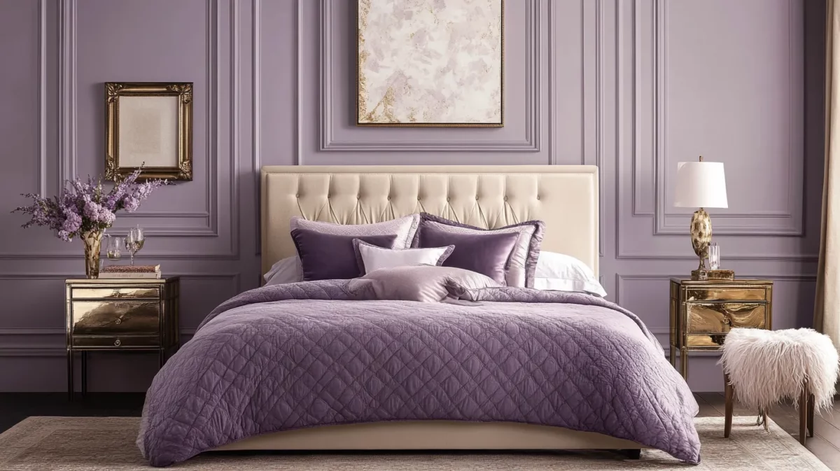 champagne with light purple colour combination