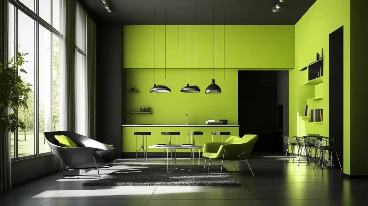 charcoal and lime green for a striking wall combination