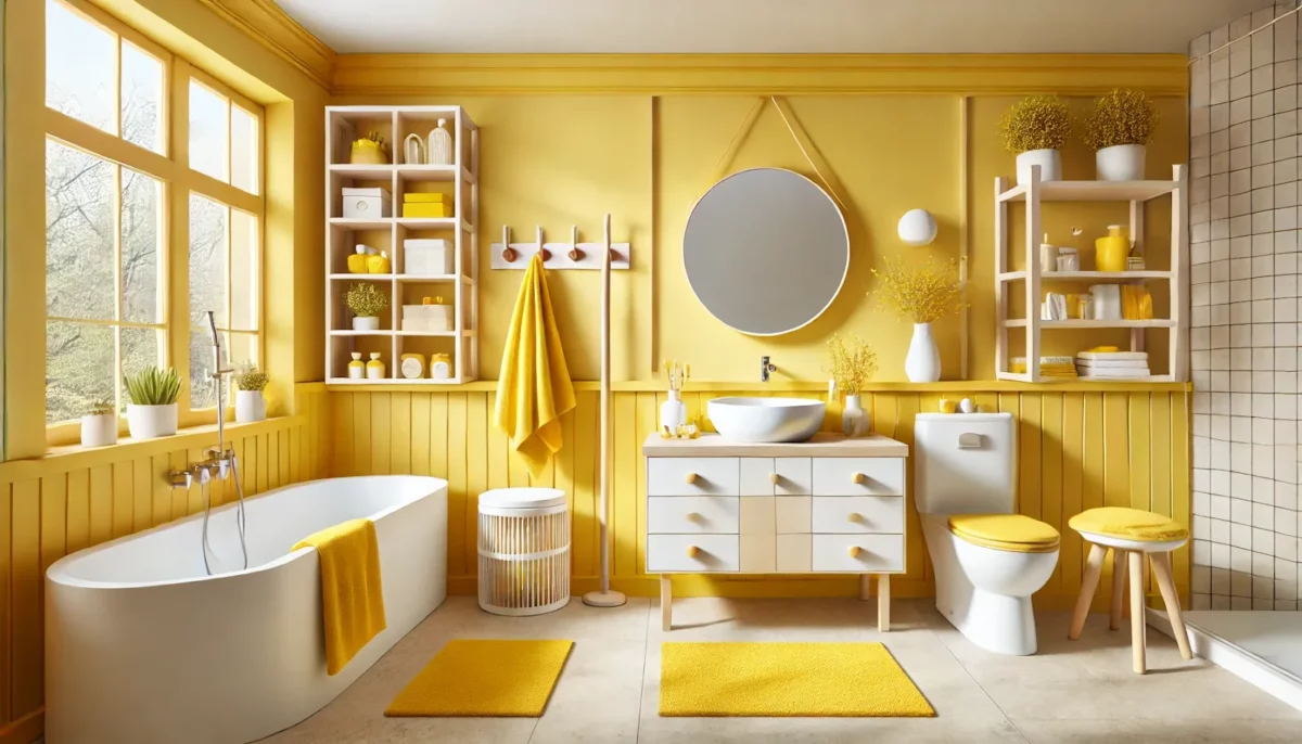 cheerful yellow design color schemes for bathroom