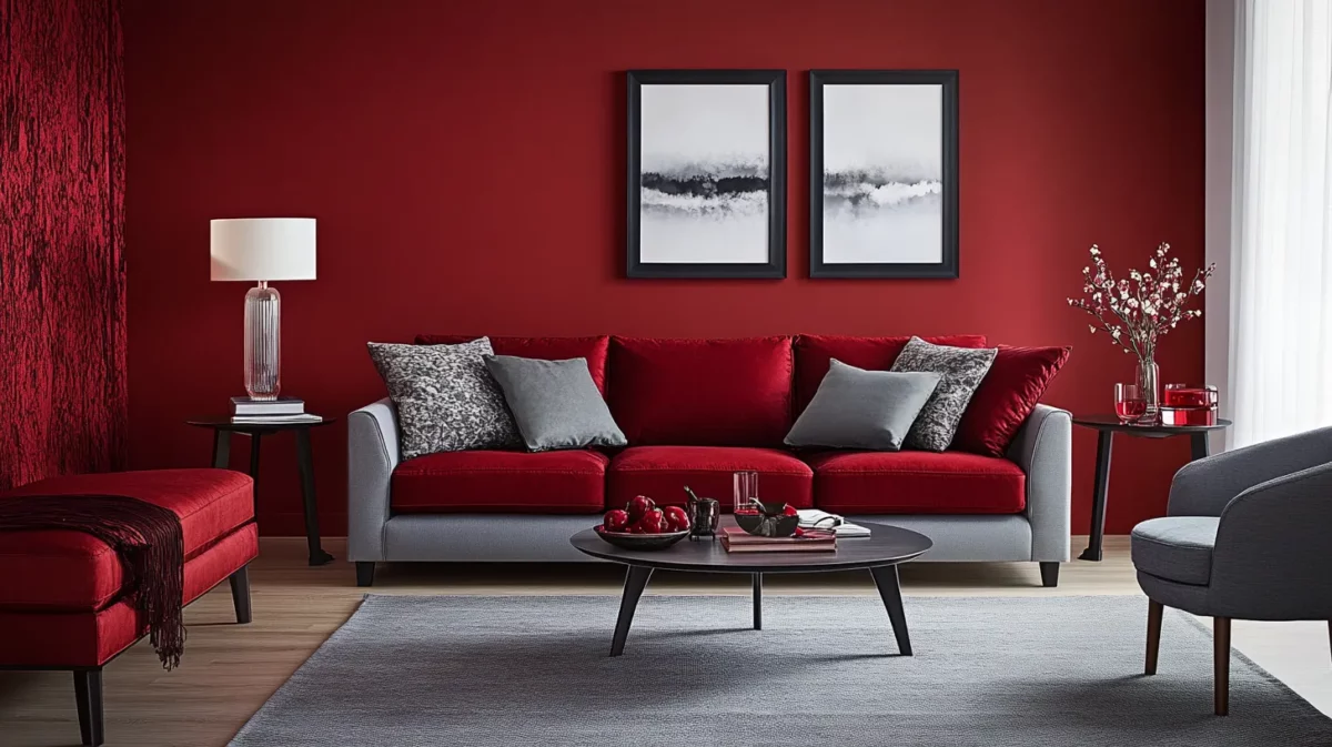 cherry red and grey colour combinations