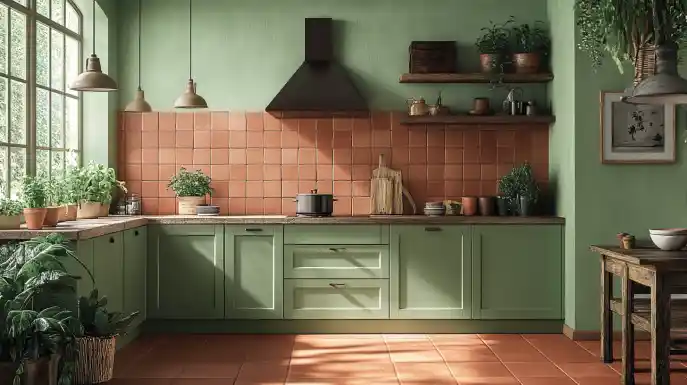 colour combinations with pista green and warm terracotta