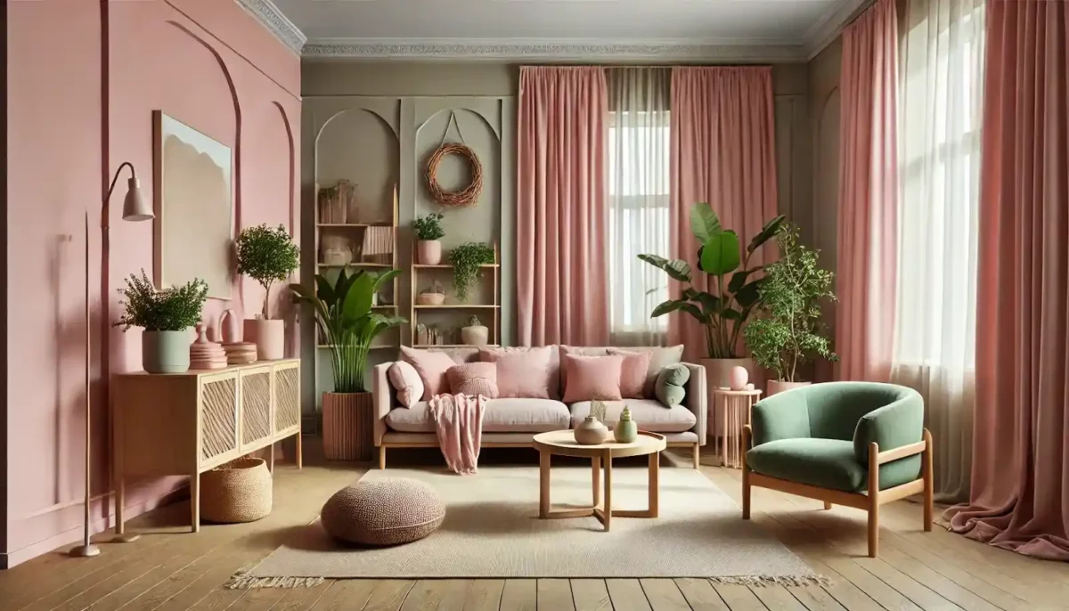 combine olive green with baby pink shade