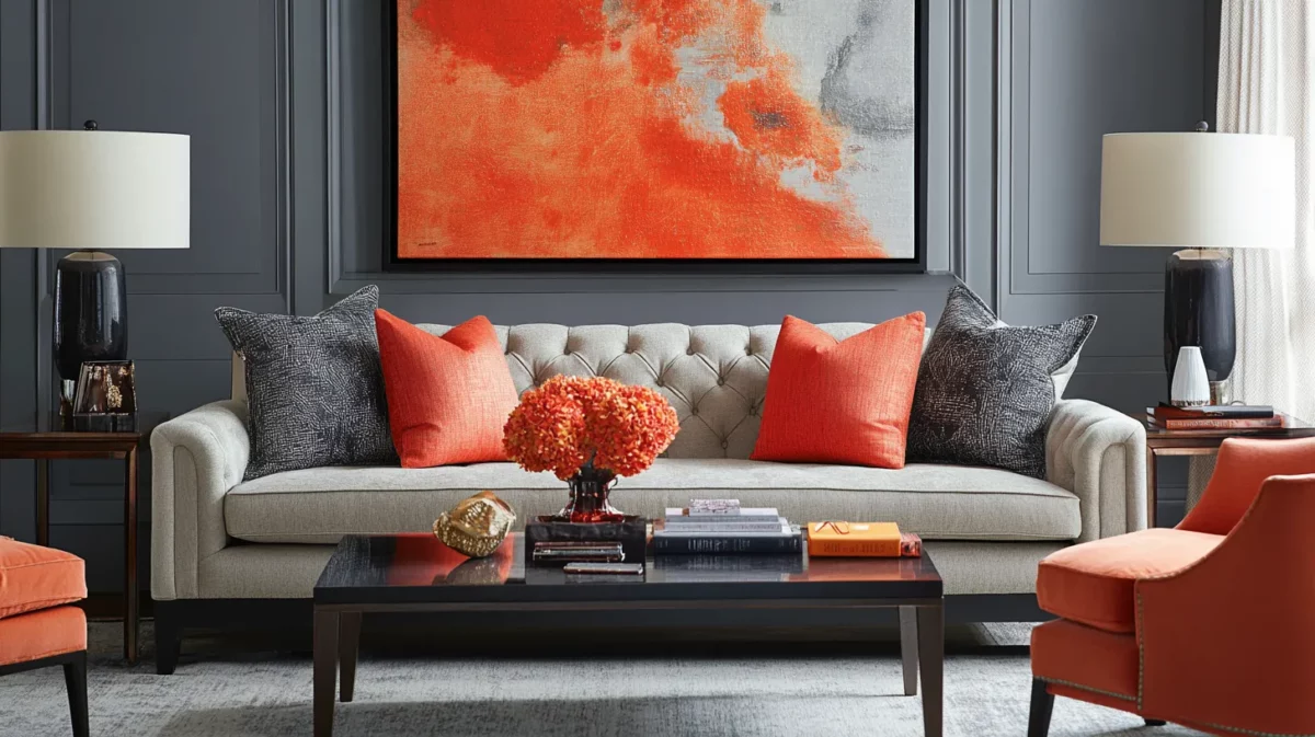 coral and grey colour combinations