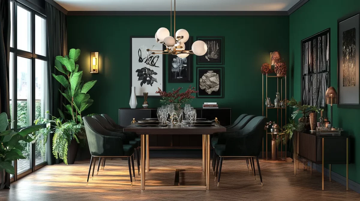 emerald wall colour combination for dining room