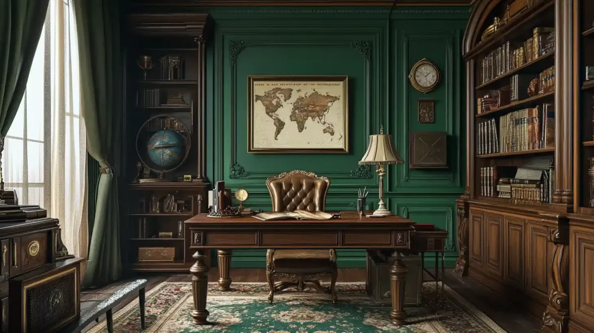 green and oak for study room colour combination