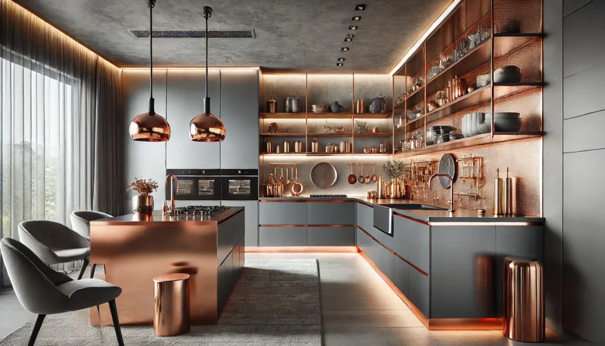 grey and copper and grey colour combinations for kitchen