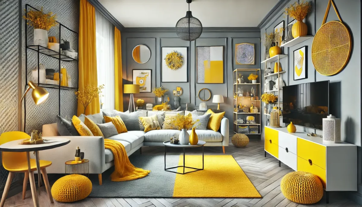 yellow and grey colour combinations for living room