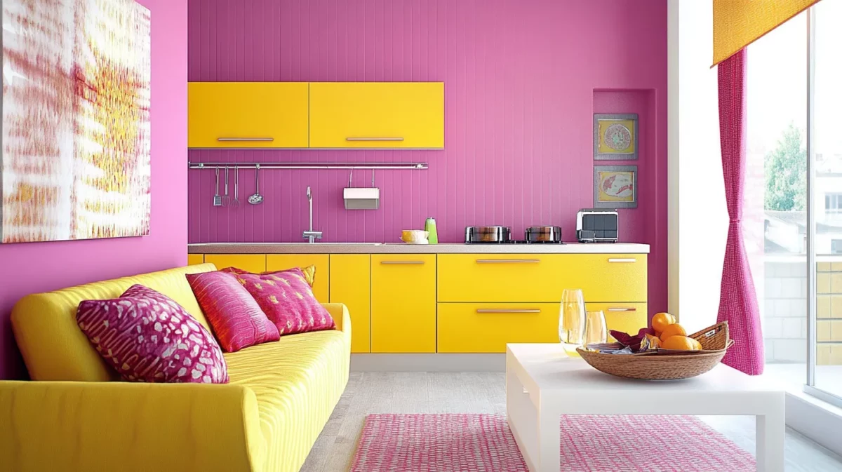 lemon yellow and magenta colour combination