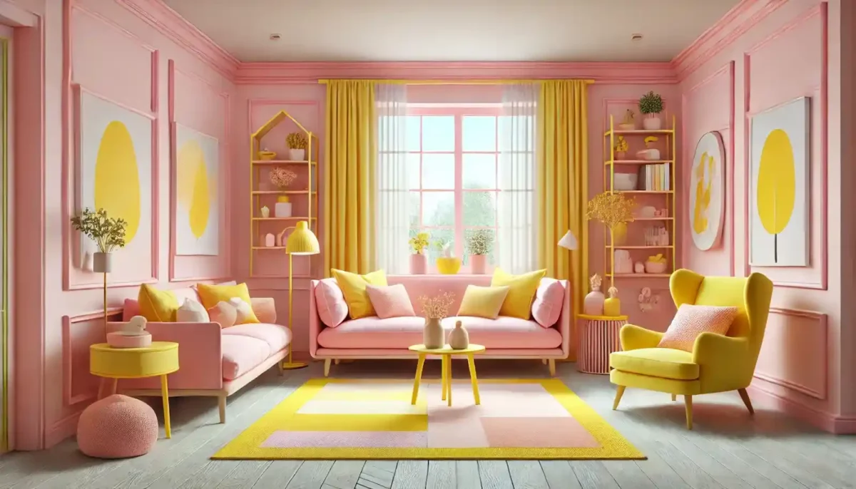 lemon yellow coupled with baby pink