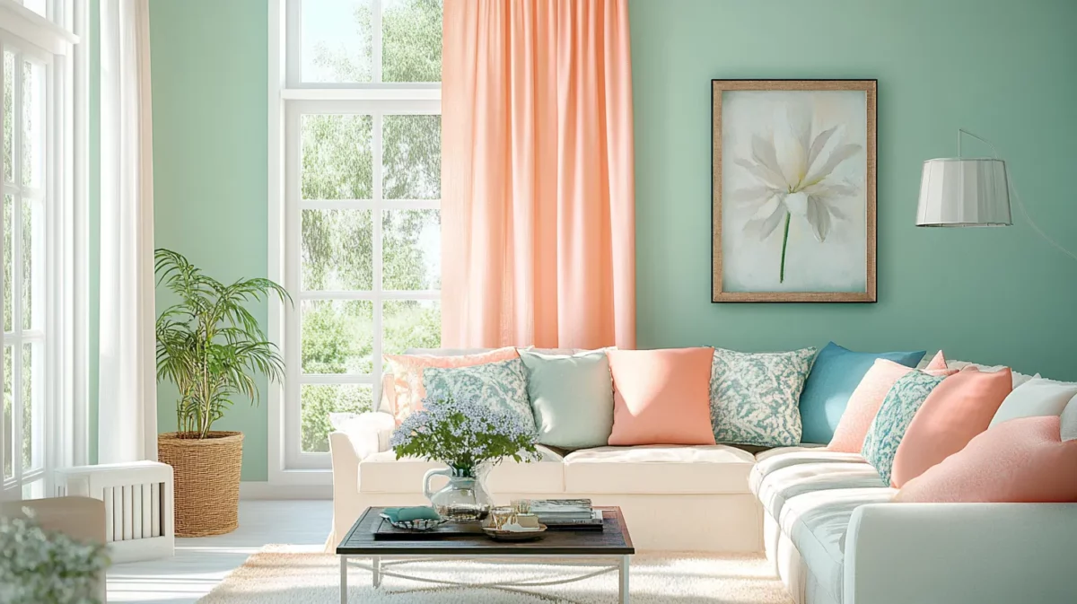 light sea green and peach colour combination