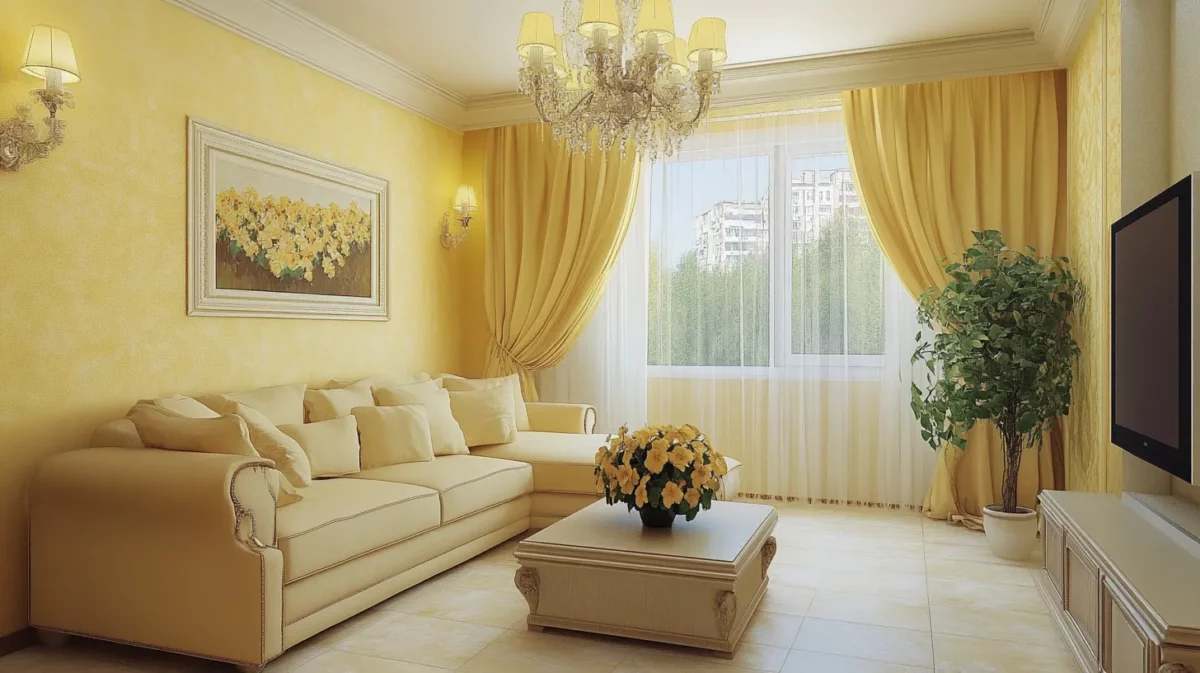 light yellow colour combination for living room walls