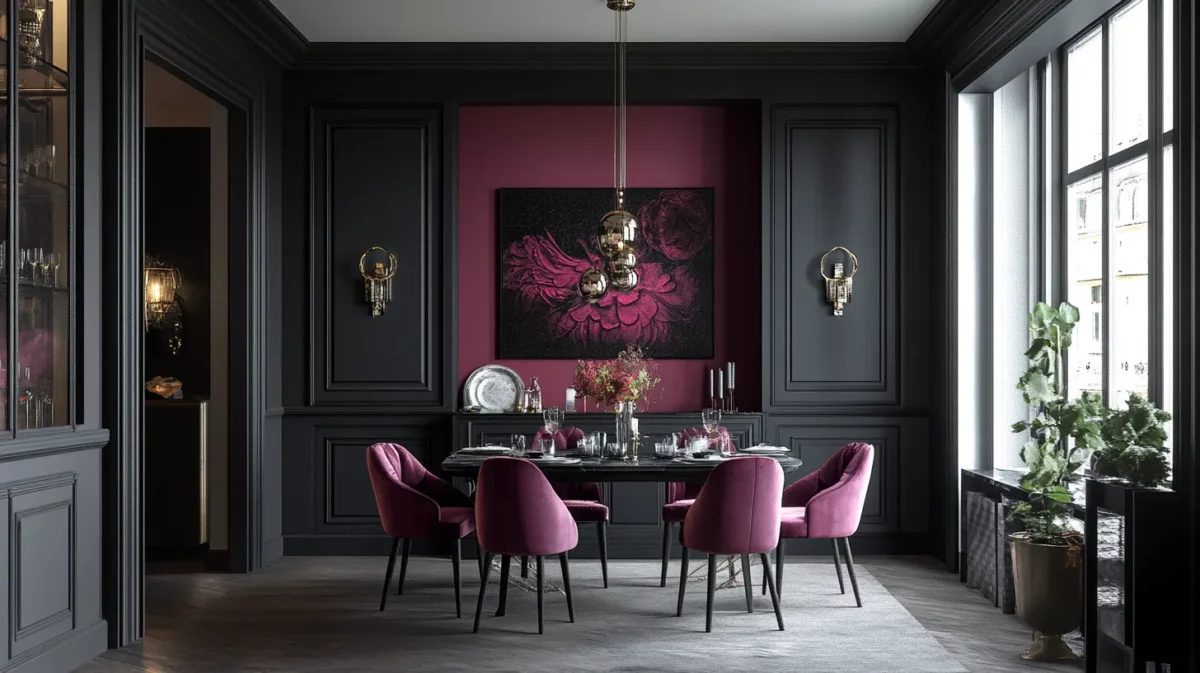 magenta and charcoal gray colour combination