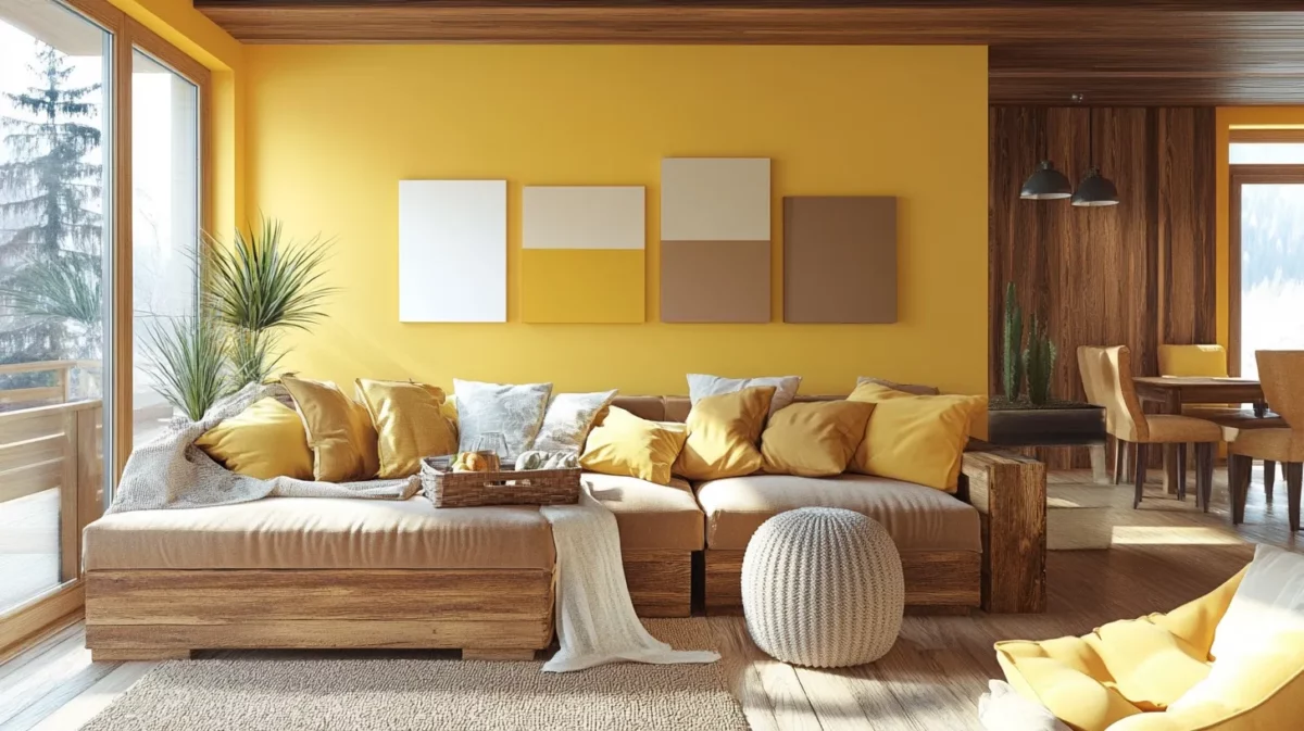 mellow yellow and earthy brown lemon yellow colour combination