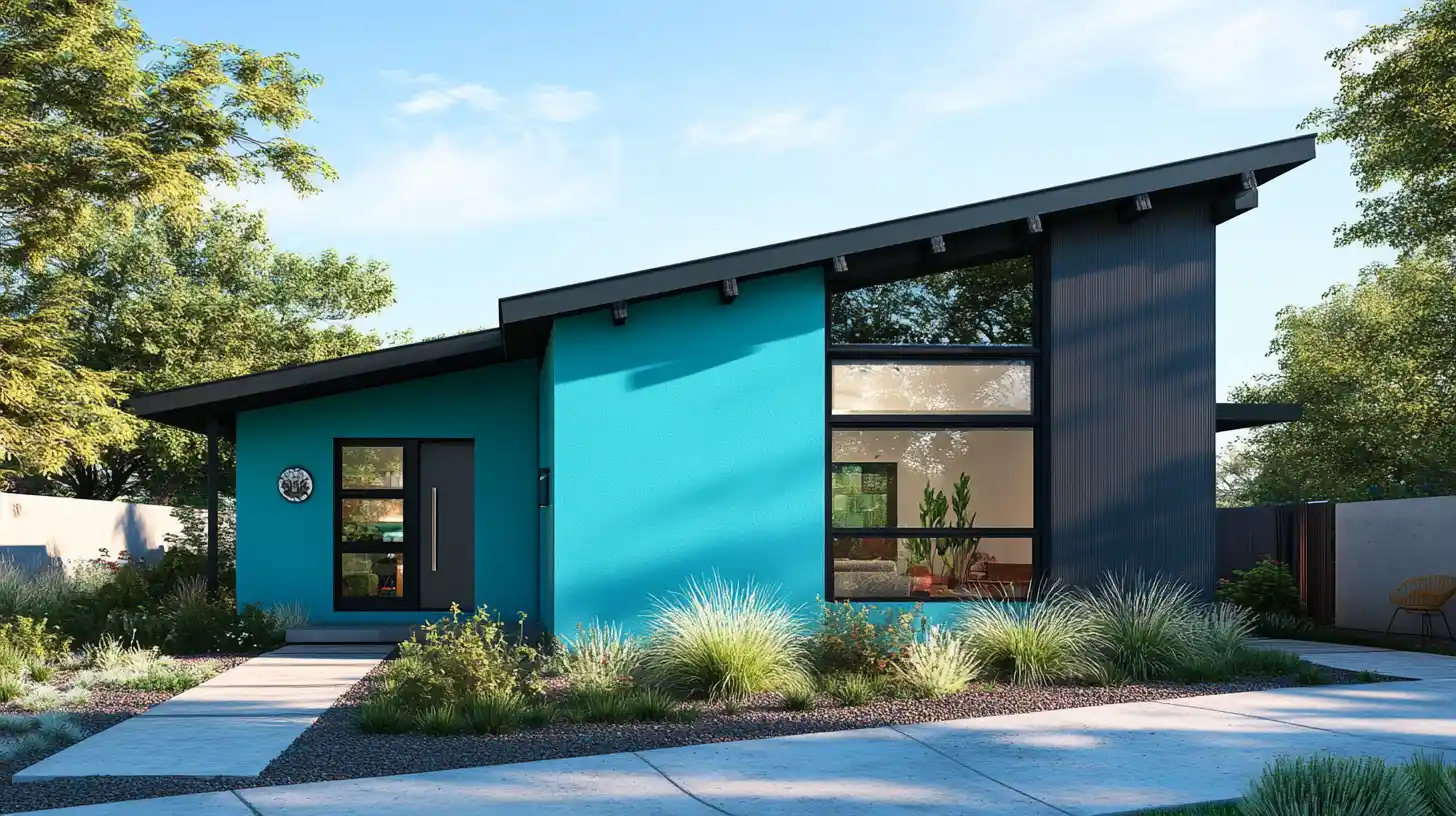 modern fusion with teal and charcoal grey