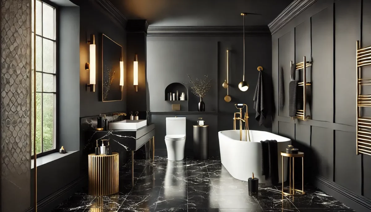 moody black paint schemes for bathrooms