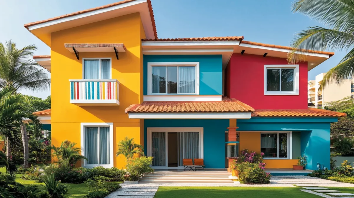 multicolour palette exterior wall paint colour combination