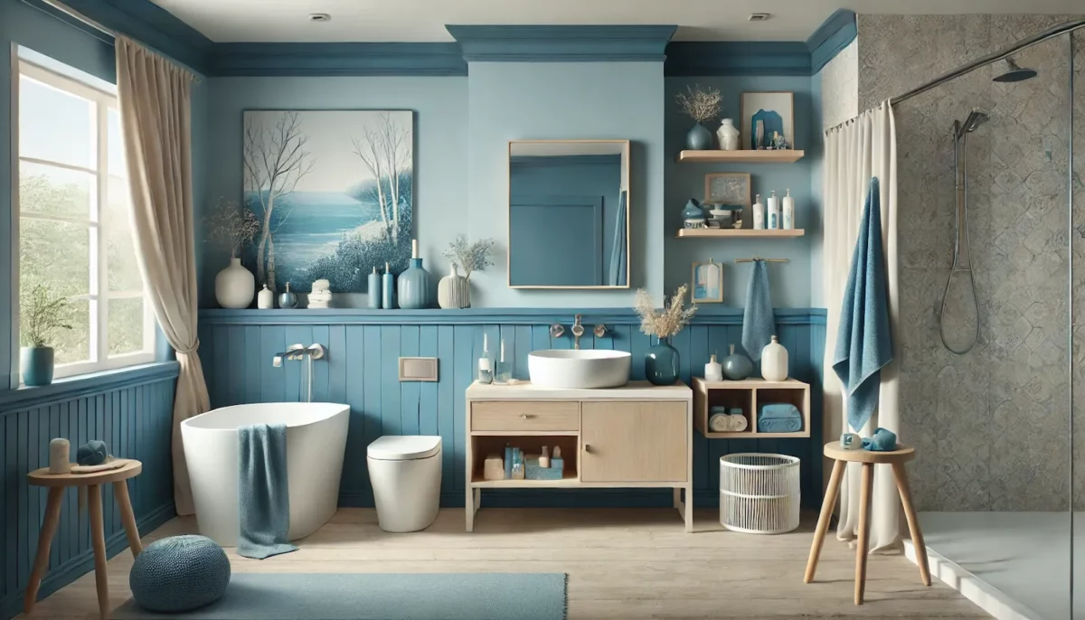 ocean blue bathroom wall ideas