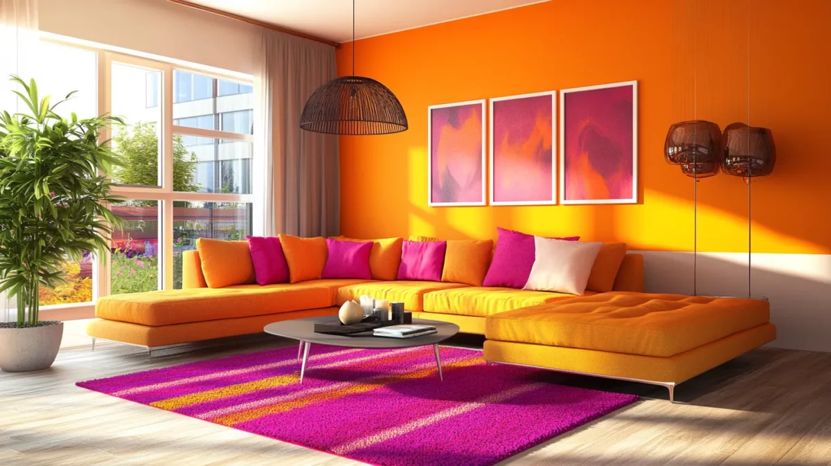 orange burst and magenta colour combination