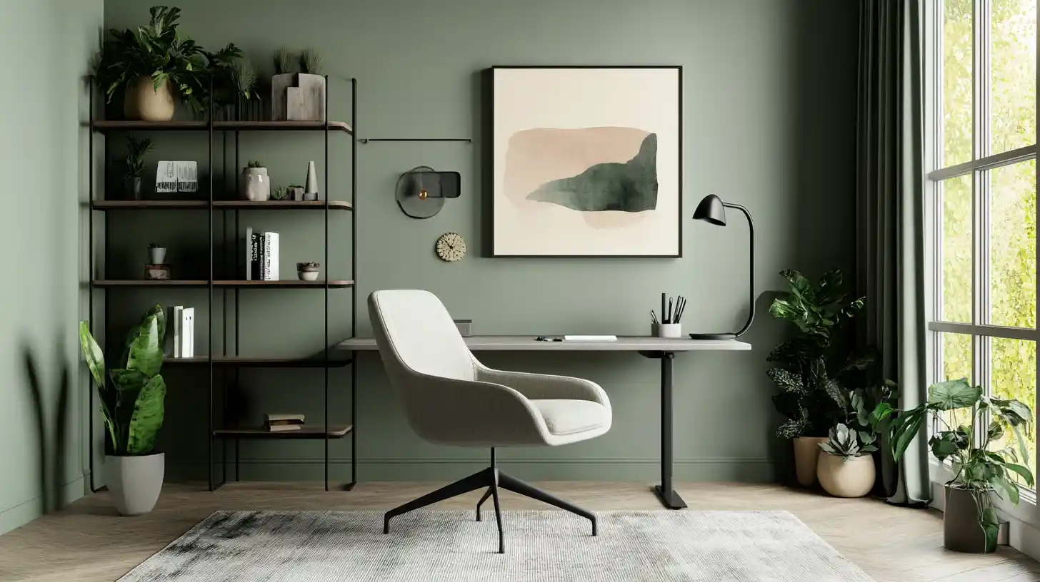 pale green and grey for study room colour combination