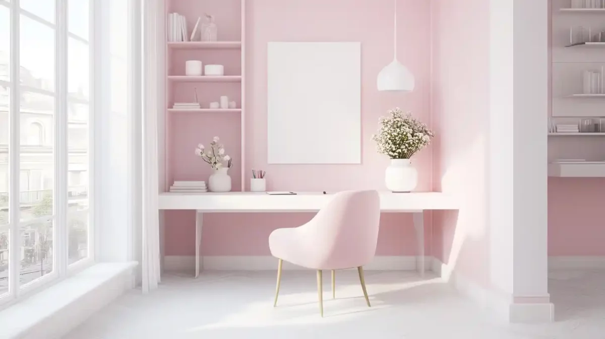 pastel pink and white blend for study room colour combination