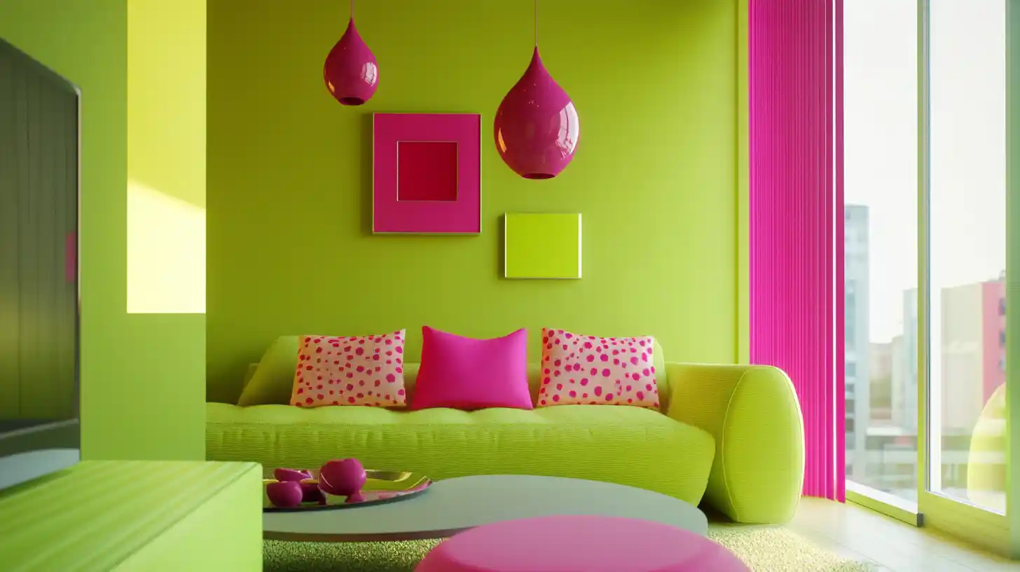 wall color combinations bold pink and lime green contrast