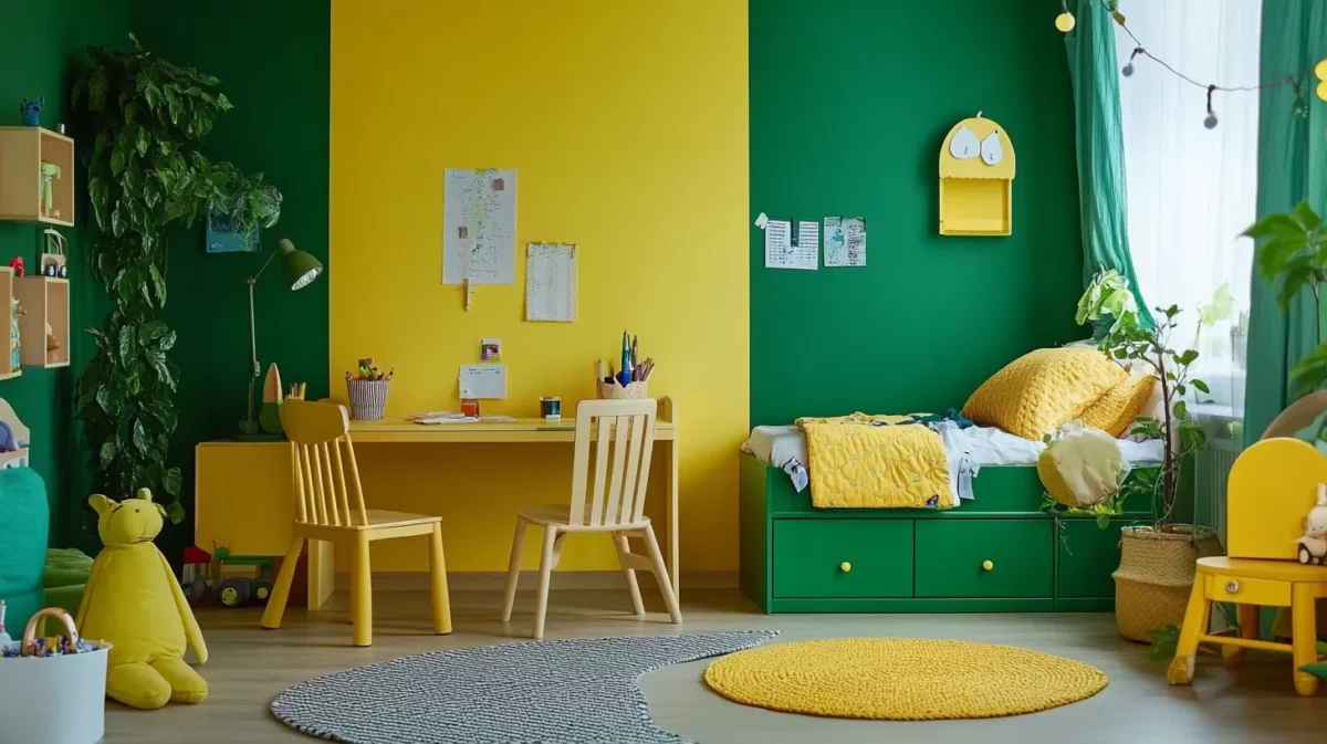 playful kids room wall colour combination