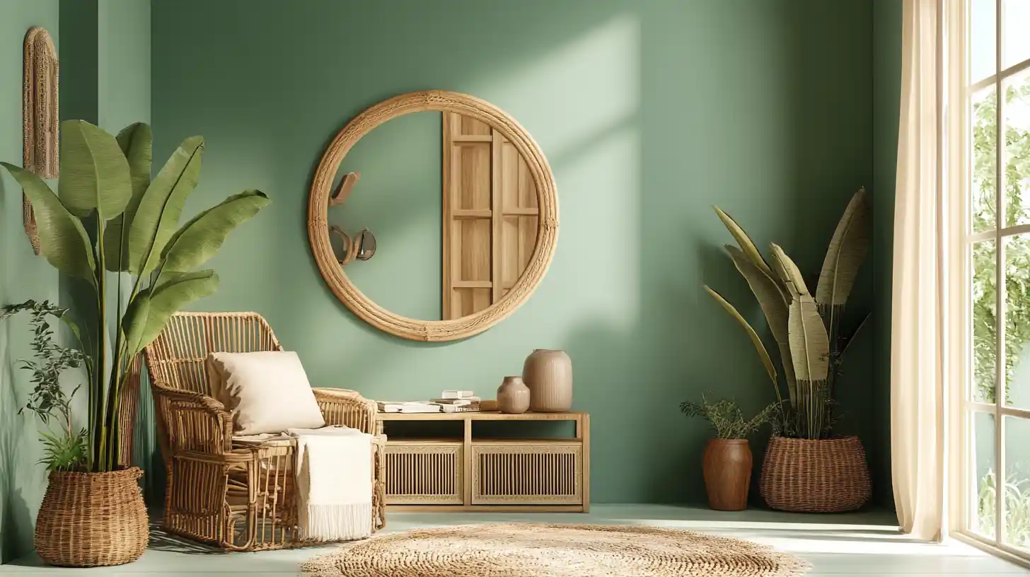 rama green paired with soft beige for a calming look