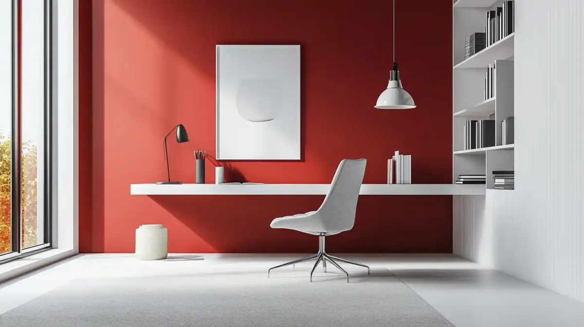 red and white for study room colour combination