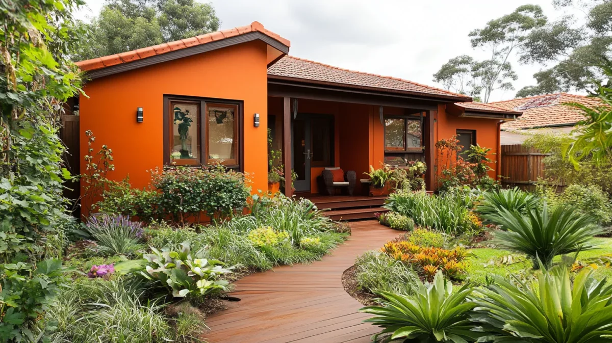 rustic terracotta exterior wall paint colour combination