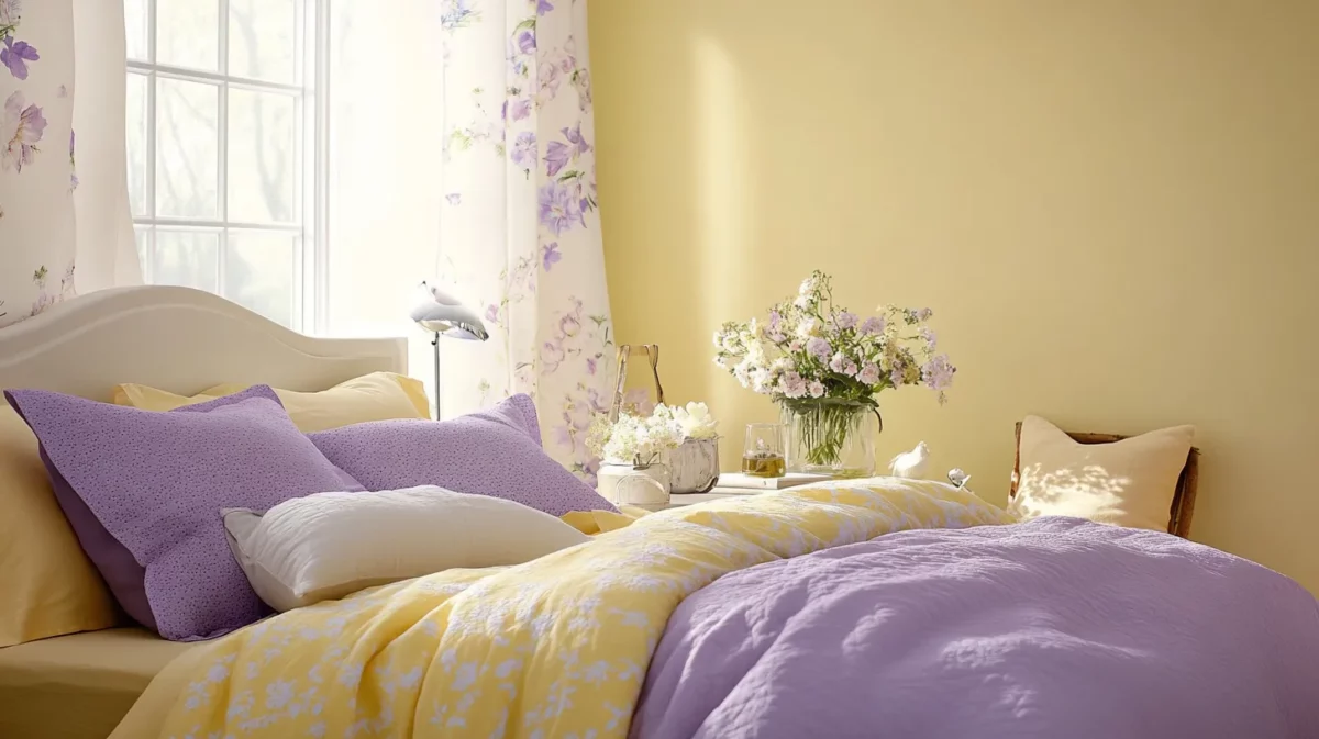 soft yellow and light purple colour combination