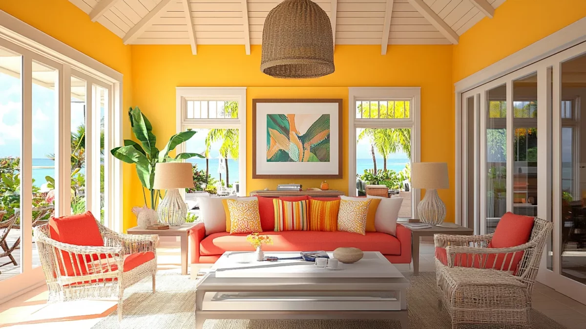 sunkissed coral and yellow combination colour