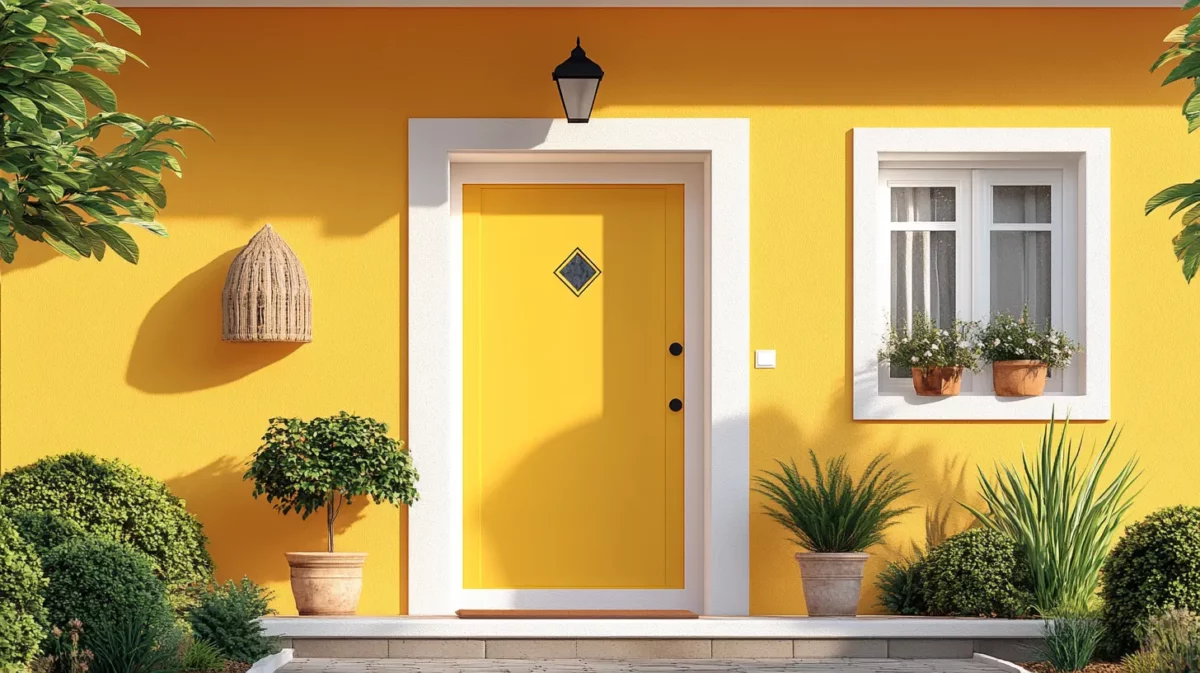 sunny yellow exterior wall paint colour combination