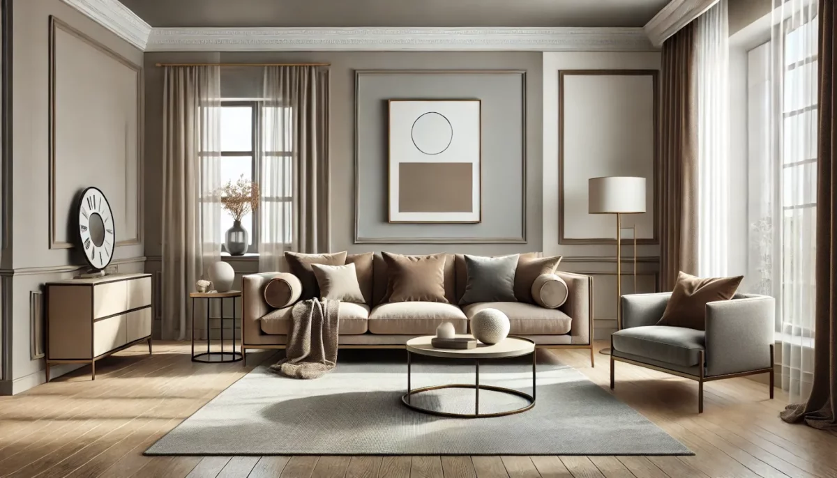 taupe brown and light grey two color combination for living room