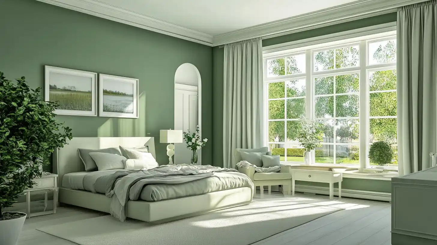 wall color combinations gentle white and sage green