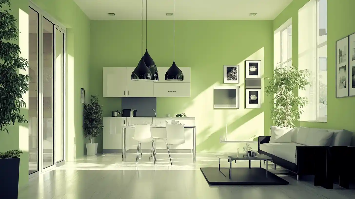 white black and green for a bold wall color combination