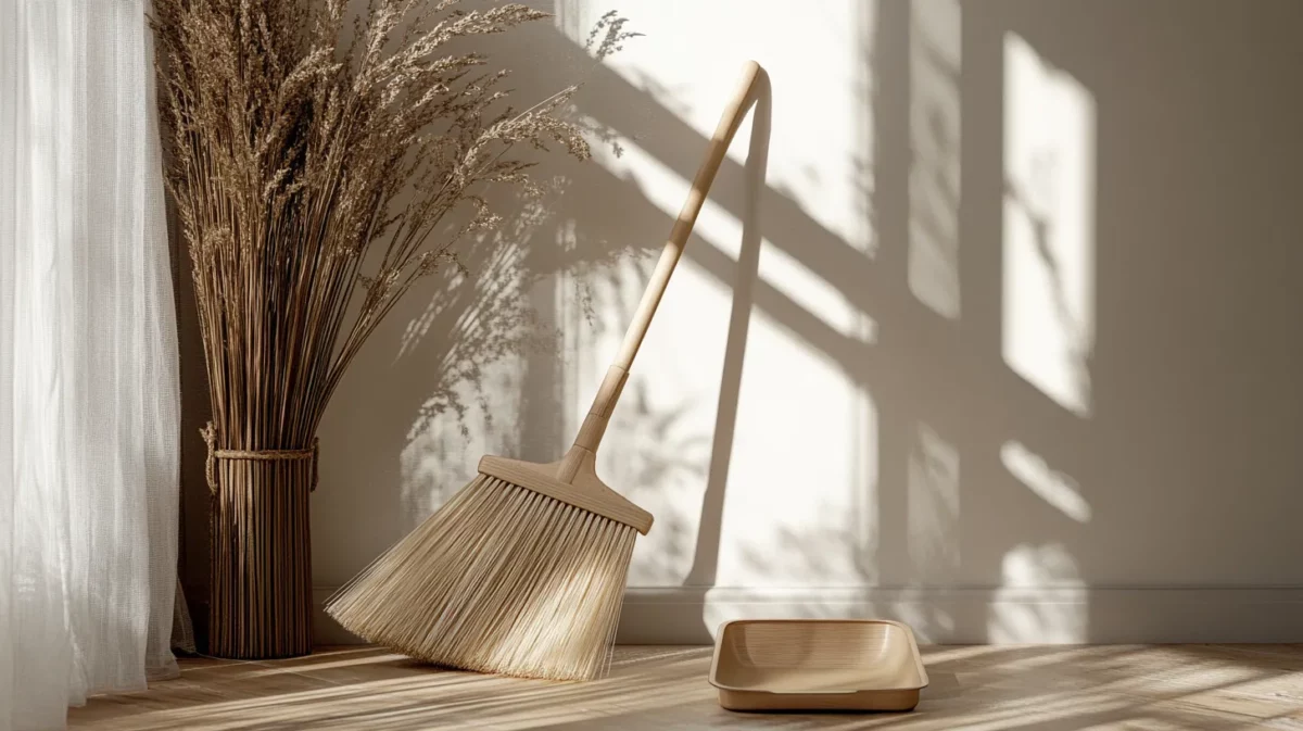 boom with dustpan cleaning tool for home