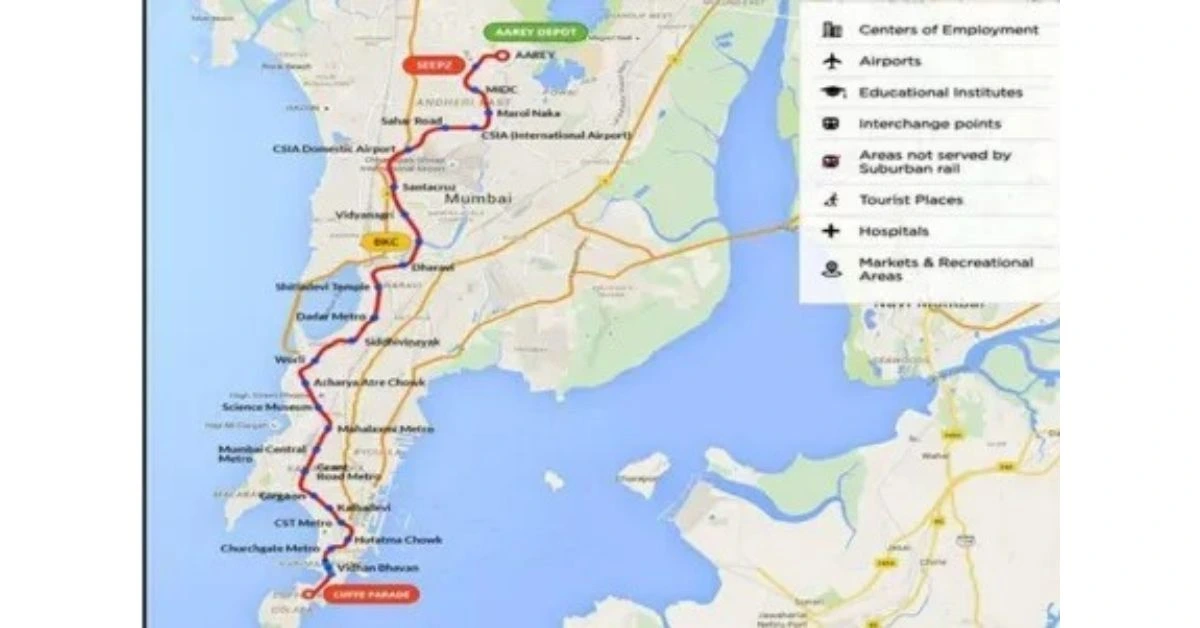 csmia international to nmia mumbai metro line 8 map