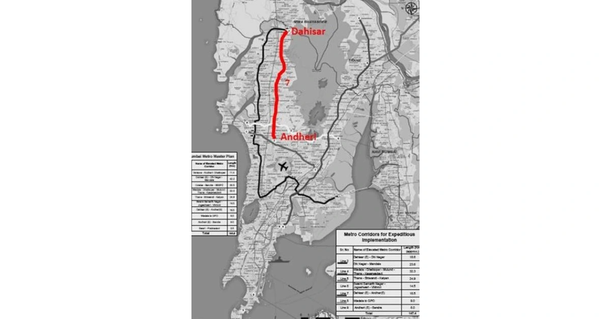 gundavali ovaripada mumbai metro line 7 red line route map