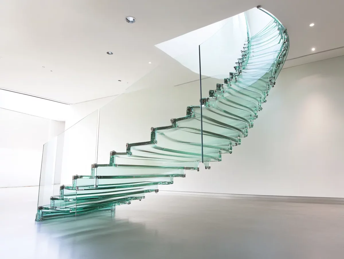 floating glass stair railing design