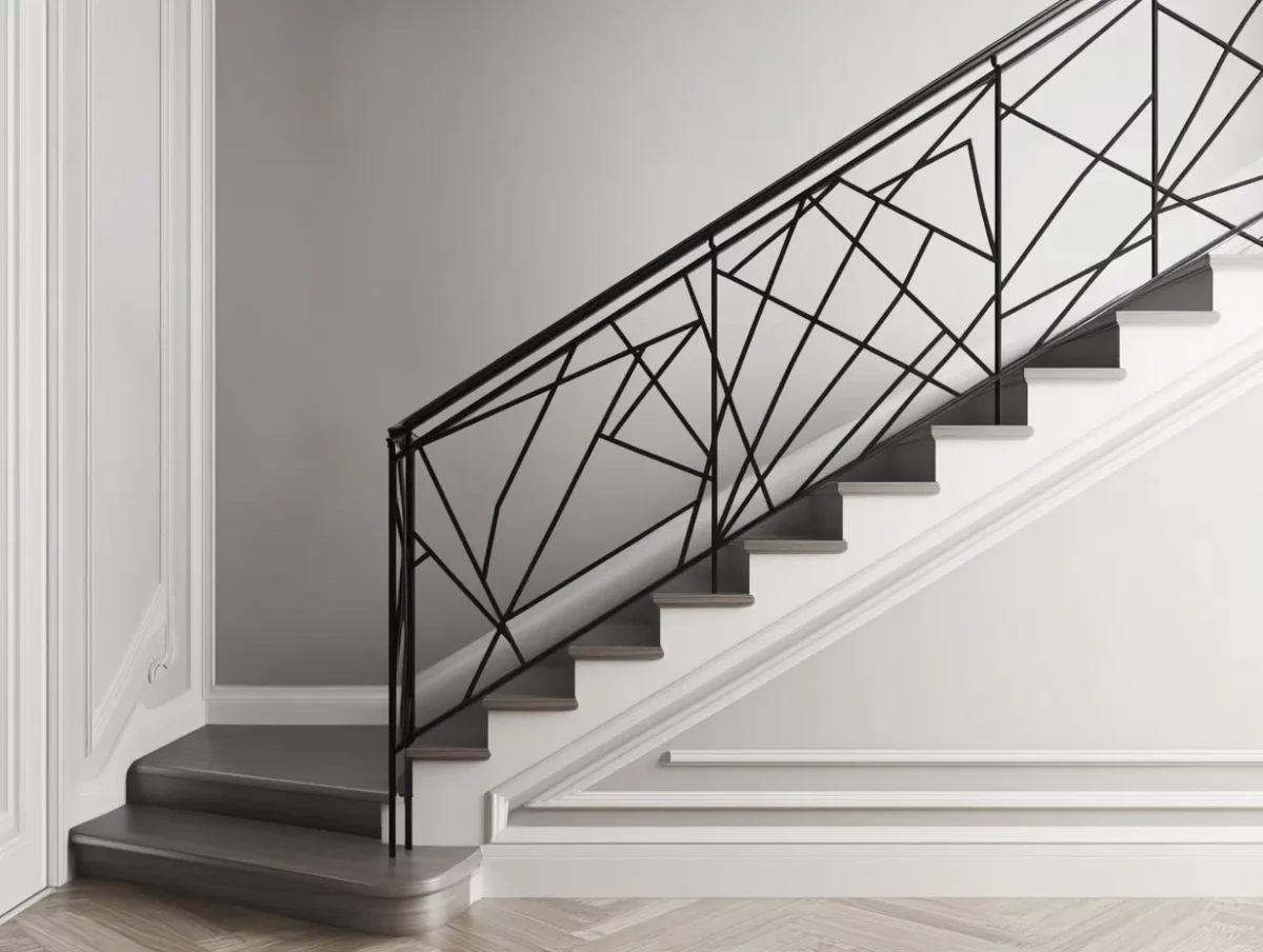 geometric shape staircase railing design