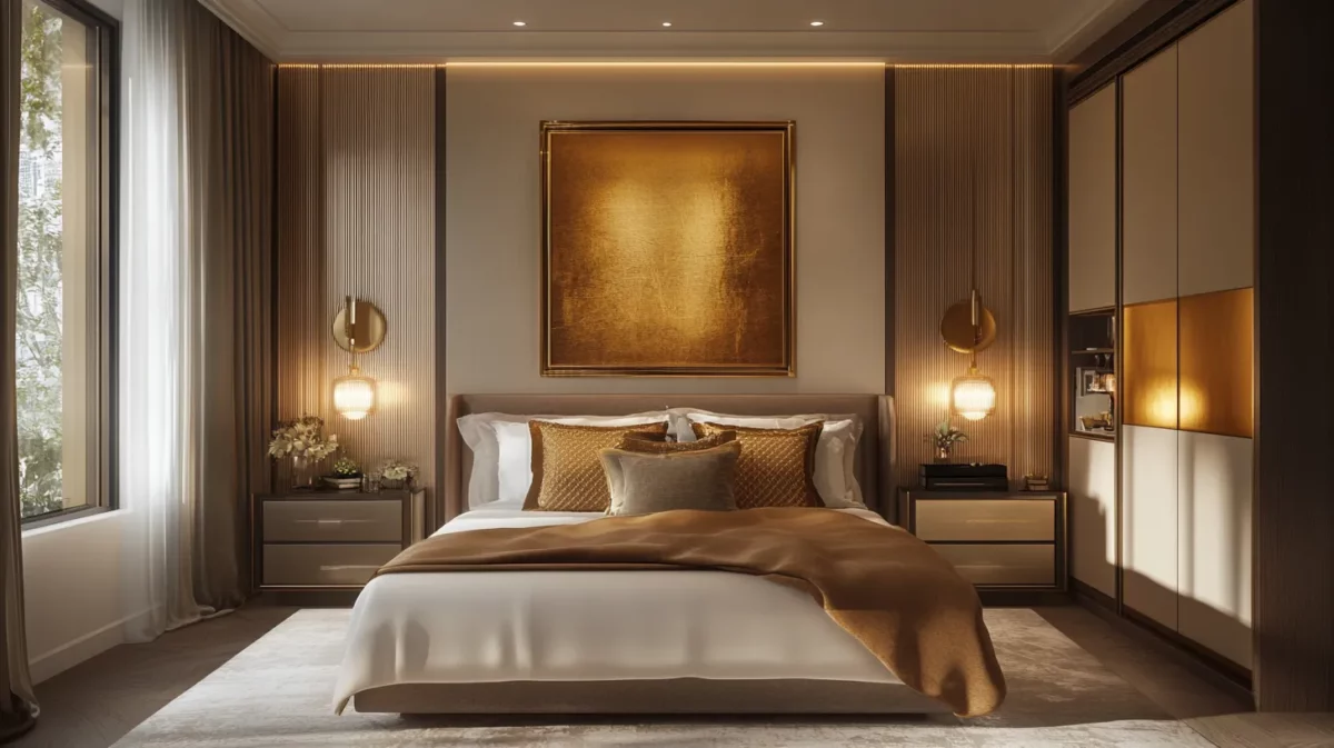 gold calming paint colour for bedroom