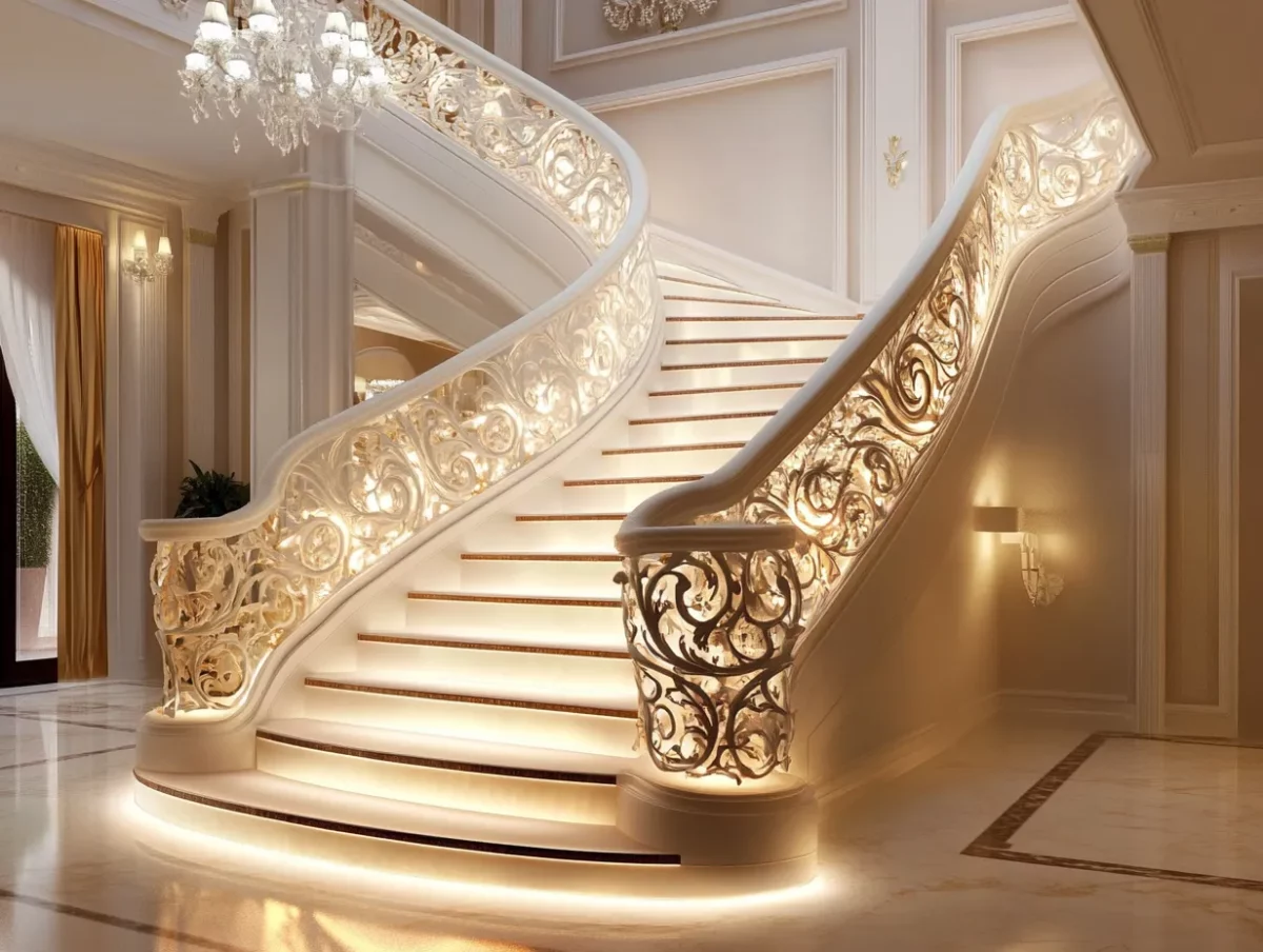 illuminated stair railing design