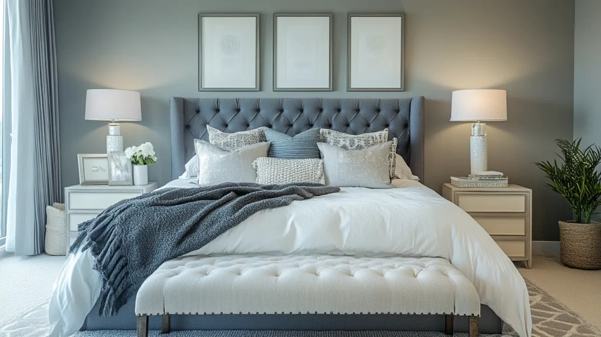 muted grey calming paint colour for bedroom