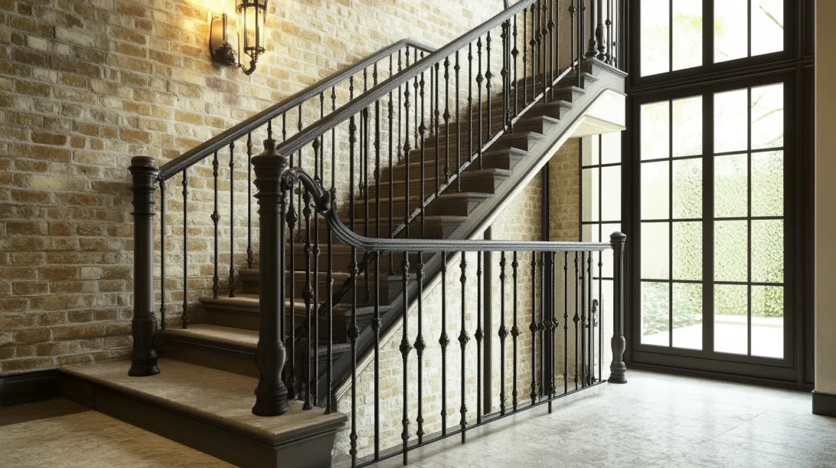 simple iron stair railing design with straight bars